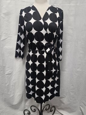 Blossom Boutique Black & White Polka Wrap Mini Dress